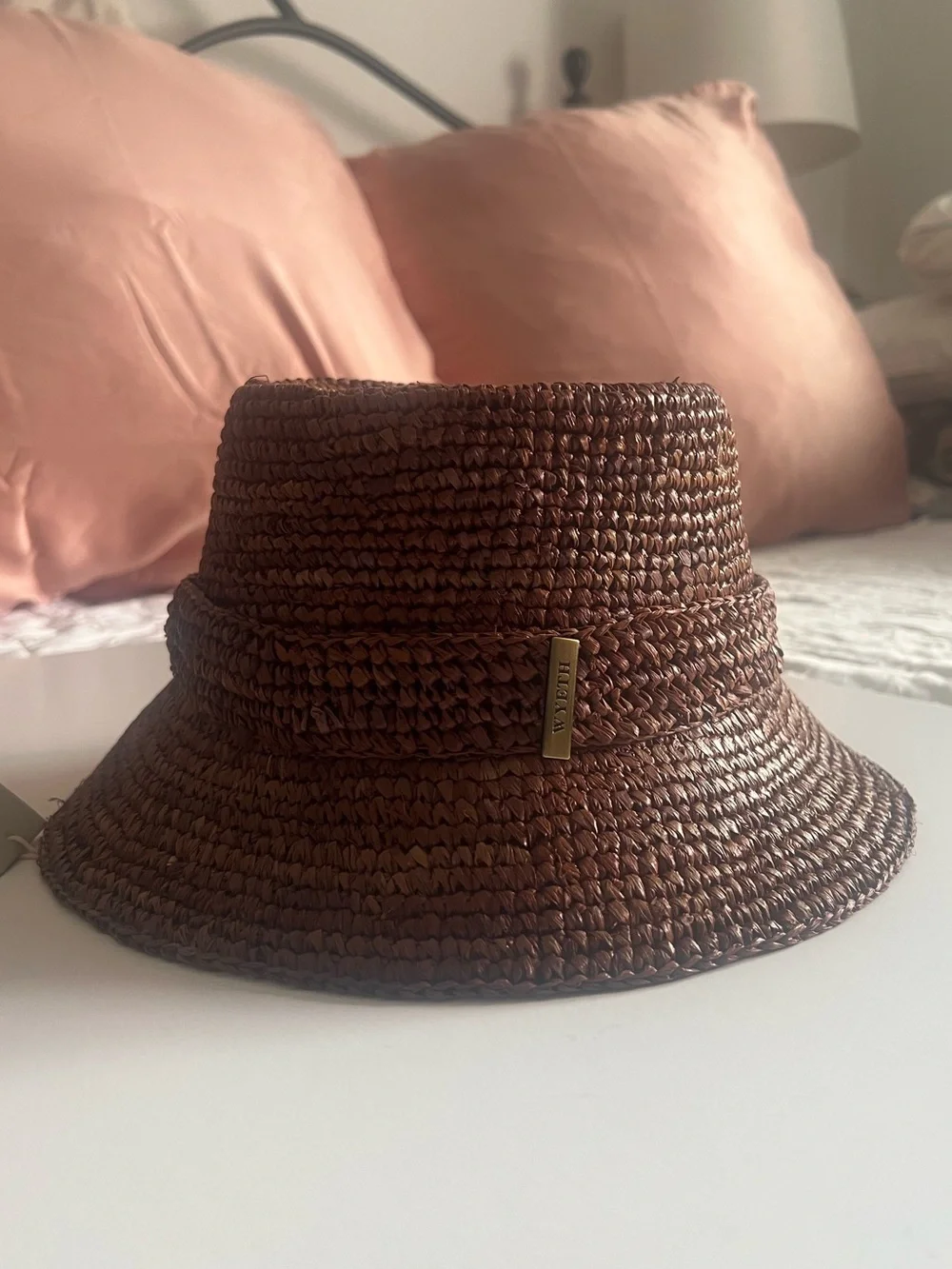 {Wyeth} Brand New Brown Raffia Straw Bucket Hat